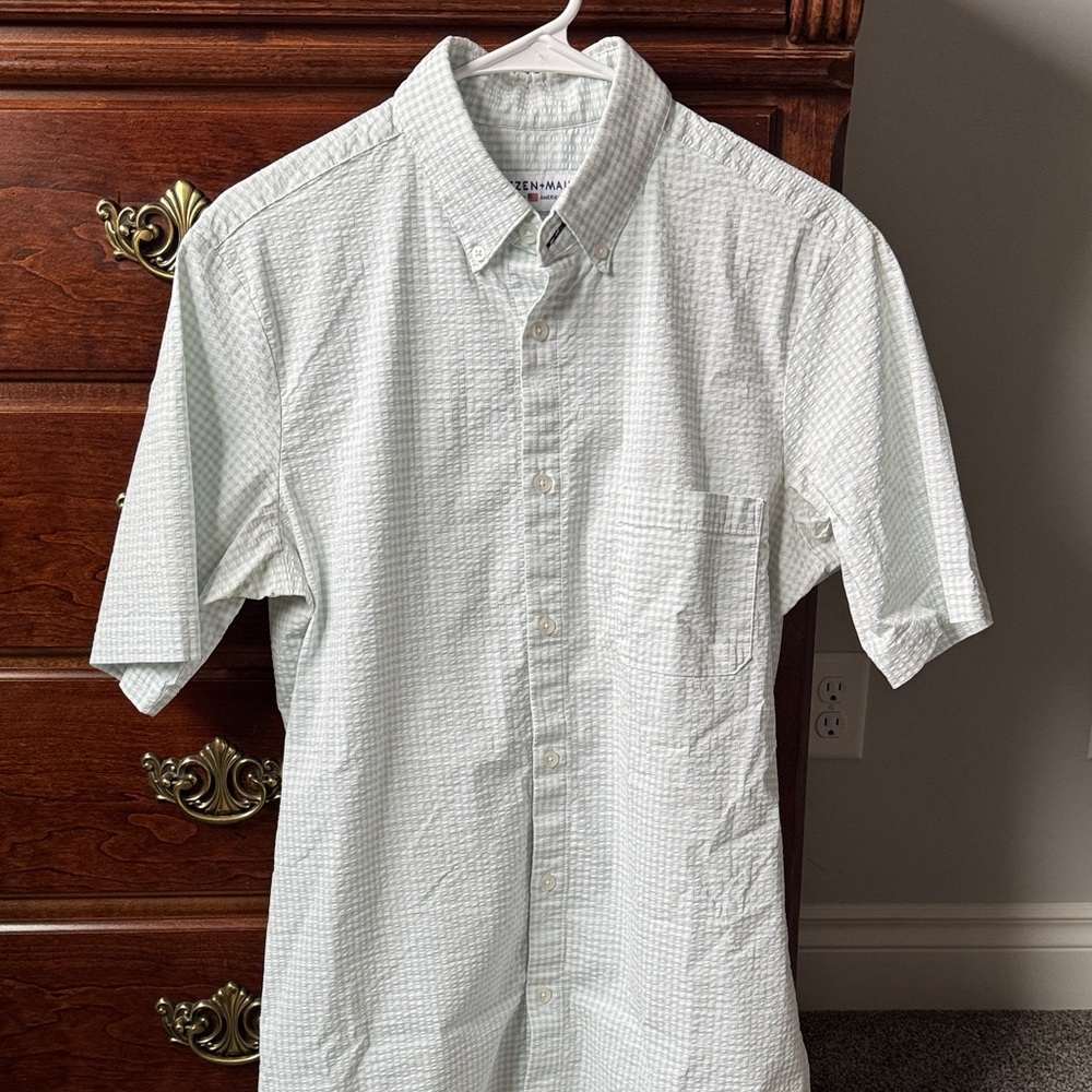 New Mizzen+Main seersucker button down, M trim tall